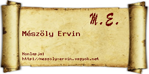 Mészöly Ervin névjegykártya